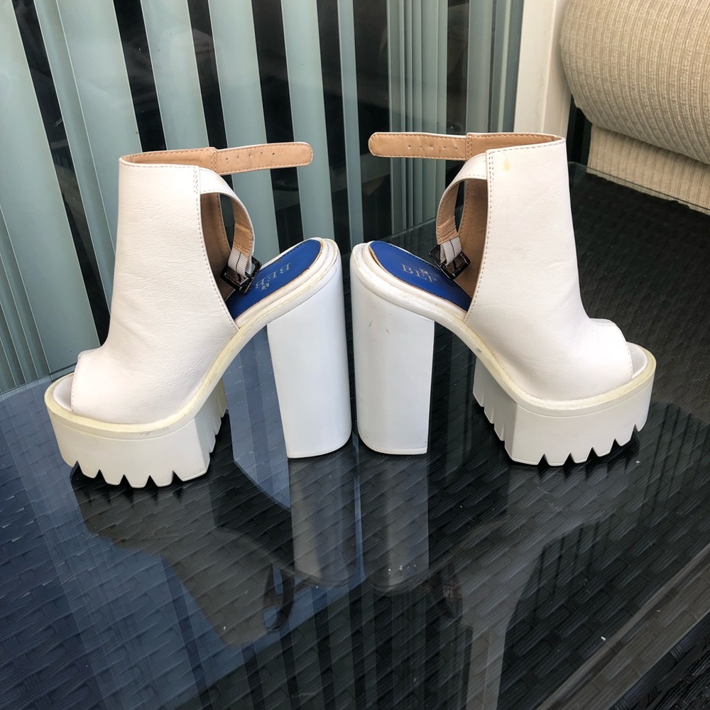 Public desire white chunky heels